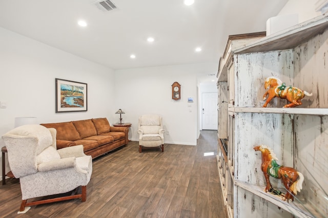 living room featuring dark hardwood / wood-style flooring