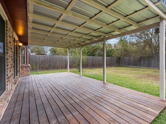 deck featuring a lawn