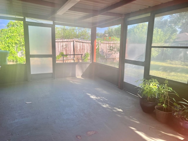 view of unfurnished sunroom