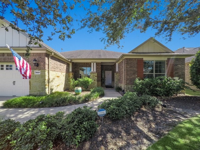 single story home with a garage