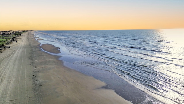 view of water feature featuring a beach view