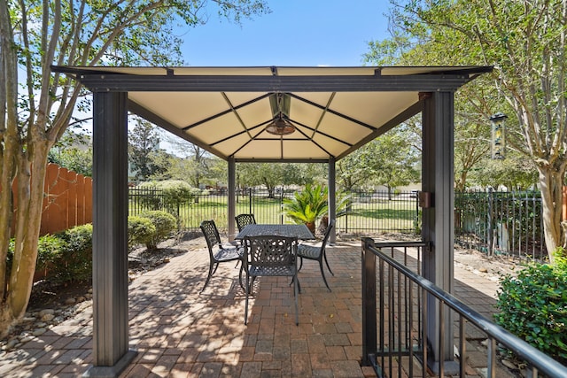 view of patio featuring a gazebo