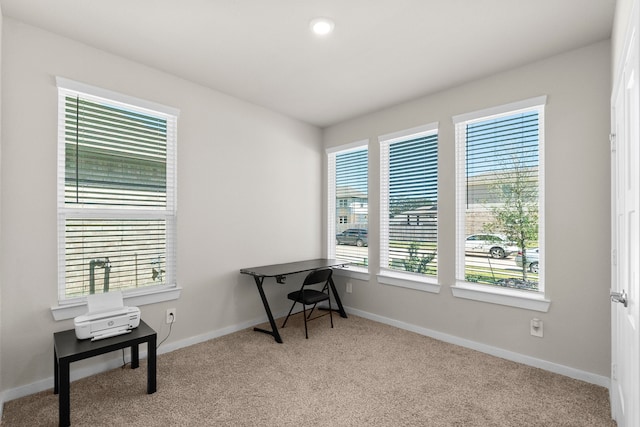 office area featuring light carpet and a wealth of natural light