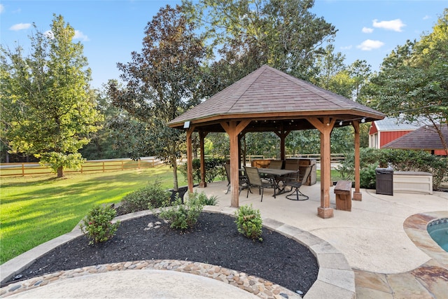 view of patio featuring a gazebo