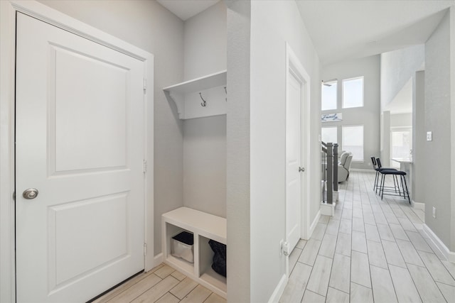 mudroom featuring light hardwood / wood-style flooring