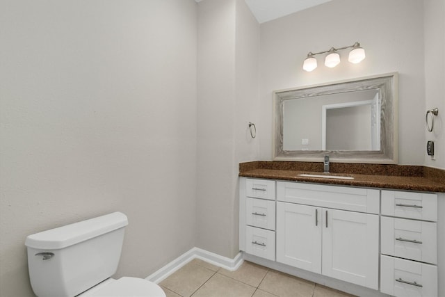 82 Champion Villa Dr, Houston, TX 77069 - half bath with toilet, vanity, tile patterned floors, and baseboards