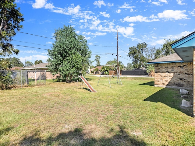 view of yard featuring a playground