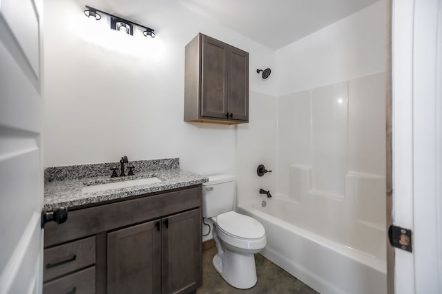 full bathroom featuring vanity, toilet, and shower / washtub combination