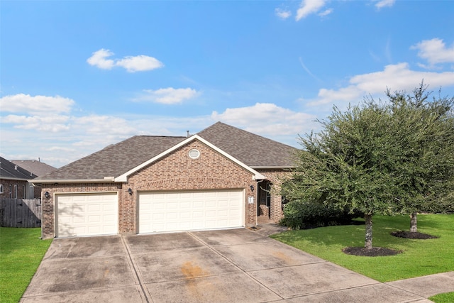 view of front facade with a garage and a front yard