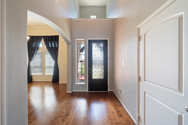 entrance foyer with dark wood-type flooring