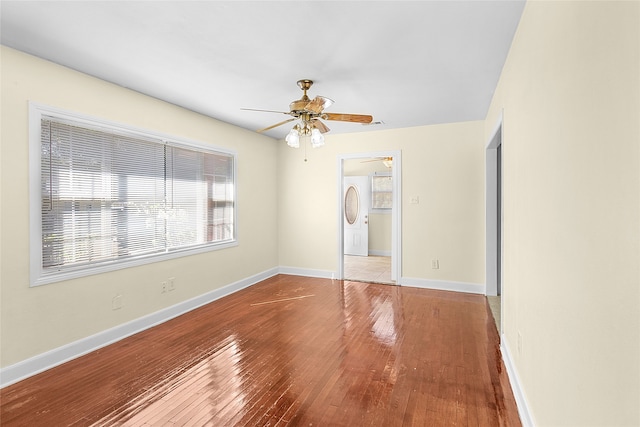 unfurnished bedroom with light hardwood / wood-style floors and ceiling fan