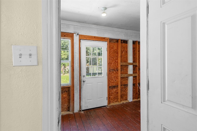 doorway with hardwood / wood-style floors