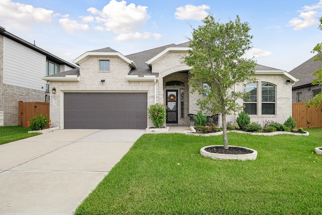 view of front of home featuring a front lawn