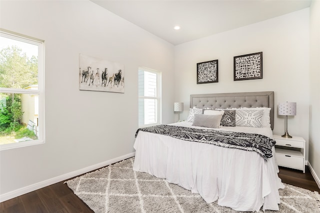 bedroom featuring multiple windows and hardwood / wood-style flooring