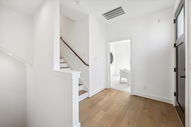 interior space with light hardwood / wood-style flooring