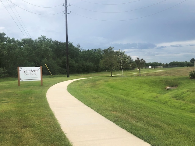 view of property's community with a yard