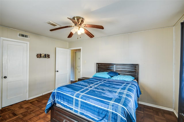 131 Laurel St, Lake Jackson, TX 77566 - bedroom with baseboards, a ceiling fan, and visible vents