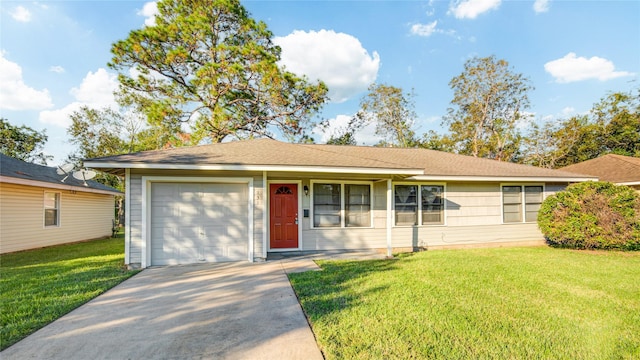 ranch-style home with a front lawn