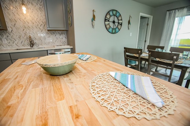 interior space with light hardwood / wood-style floors and sink