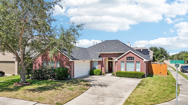 view of front of house featuring a garage and a front yard