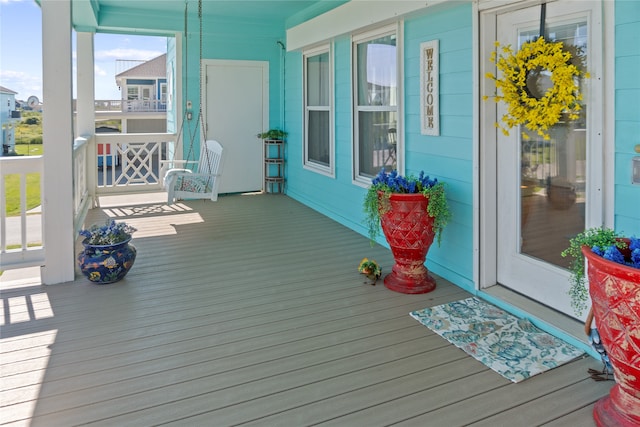 deck with covered porch