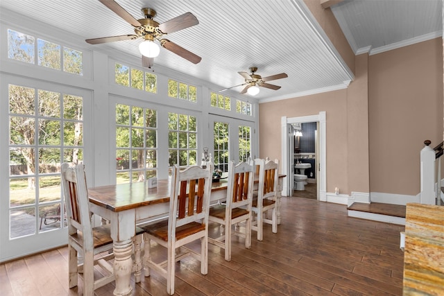 sunroom / solarium with ceiling fan