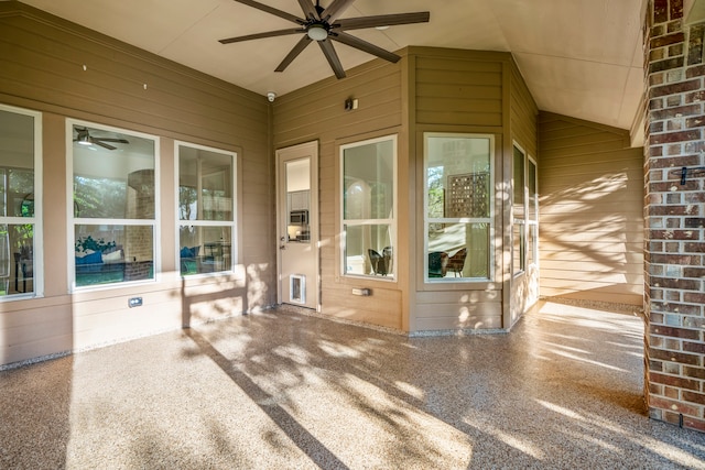 view of patio / terrace featuring ceiling fan