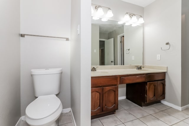 bathroom with tile patterned flooring, vanity, and toilet