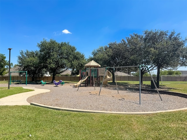 view of play area with a lawn