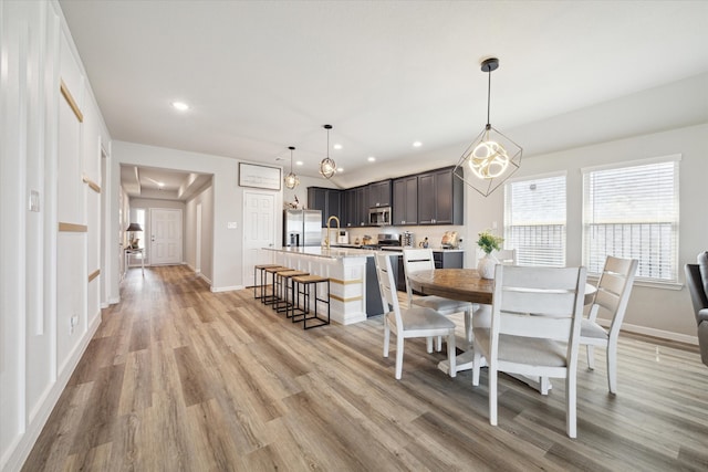 dining area featuring light hardwood / wood-style flooring