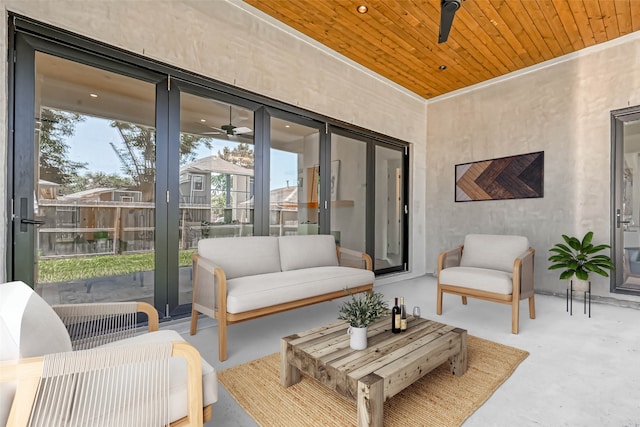 interior space with wooden ceiling