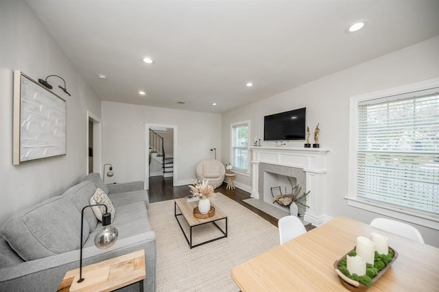 living room featuring light hardwood / wood-style flooring