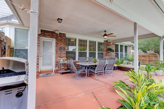 view of patio with ceiling fan