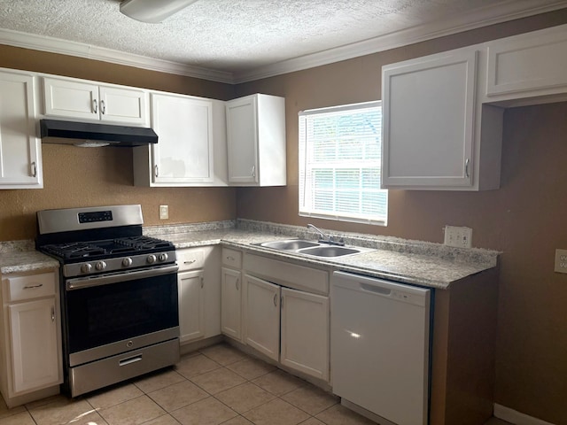 kitchen featuring white cabinets, dishwasher, and stainless steel range with gas cooktop