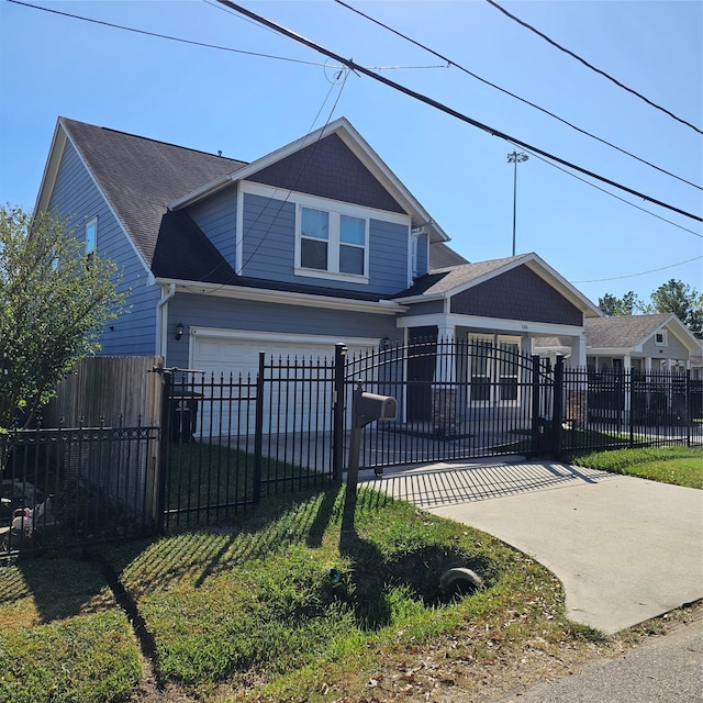 view of front facade with a garage and a front yard