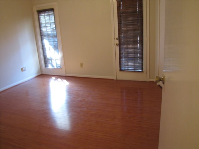 spare room featuring wood-type flooring