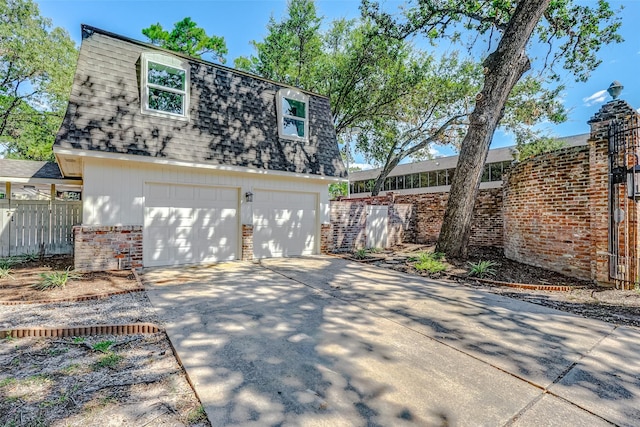 exterior space with a garage