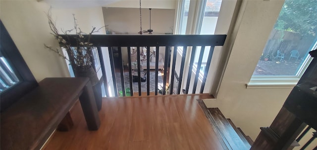 entrance foyer with a chandelier and hardwood / wood-style flooring