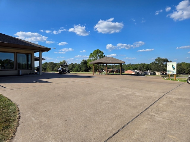 uncovered parking lot with a gazebo