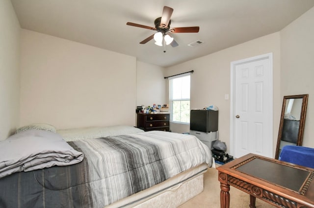 bedroom with carpet and ceiling fan