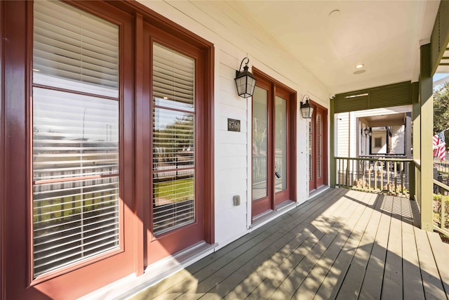 deck featuring a porch