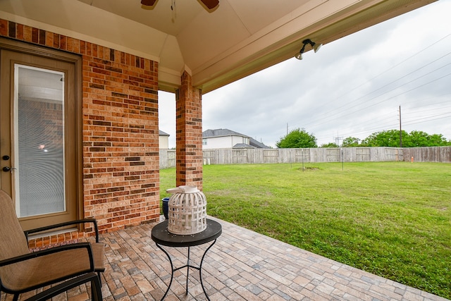 view of patio with ceiling fan