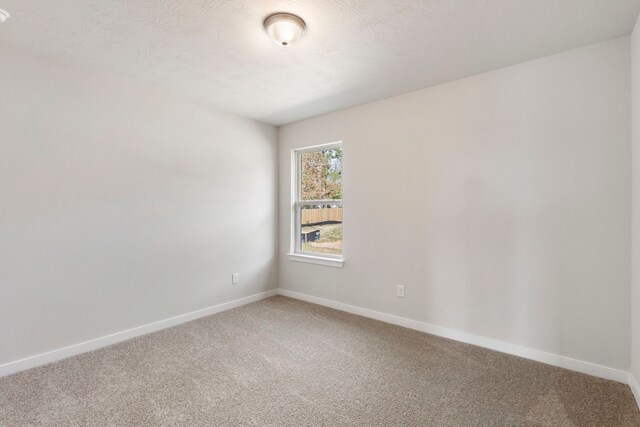 spare room featuring carpet floors and a textured ceiling