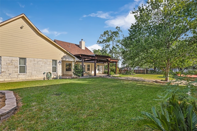 view of yard featuring a pergola and a patio