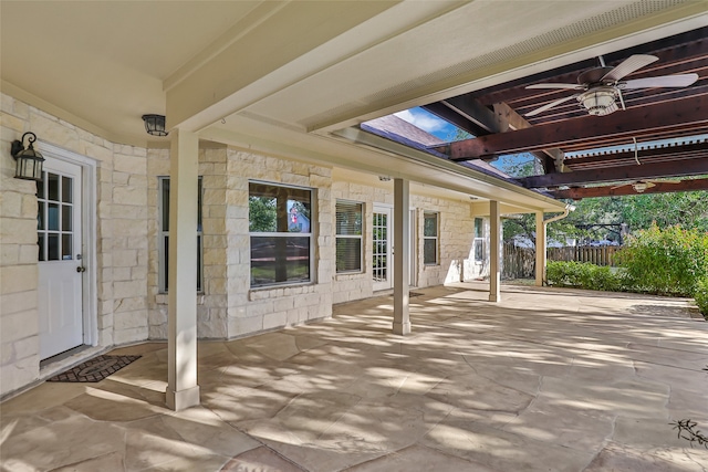 view of patio with ceiling fan