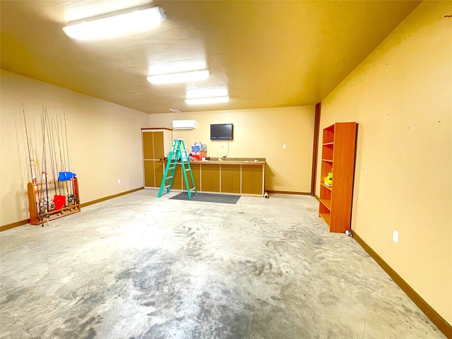 basement featuring an AC wall unit