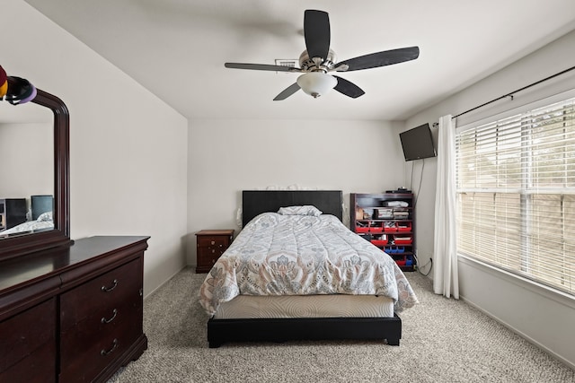 bedroom with carpet and ceiling fan