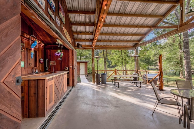 view of patio with a sink
