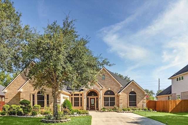 view of front of home featuring a front lawn