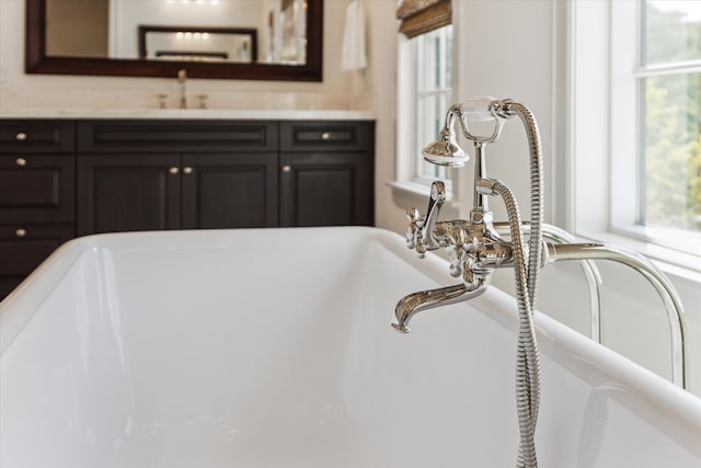 interior space featuring vanity and a bath